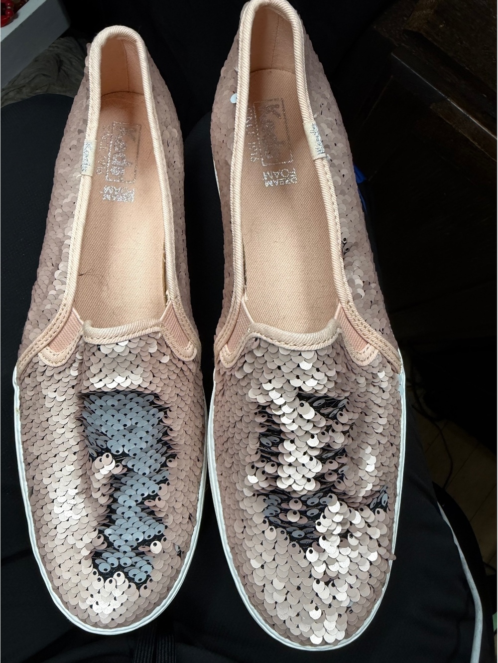 Keds Women’s Pink Reversible Sequin Slip-On Sneakers Size 8.5